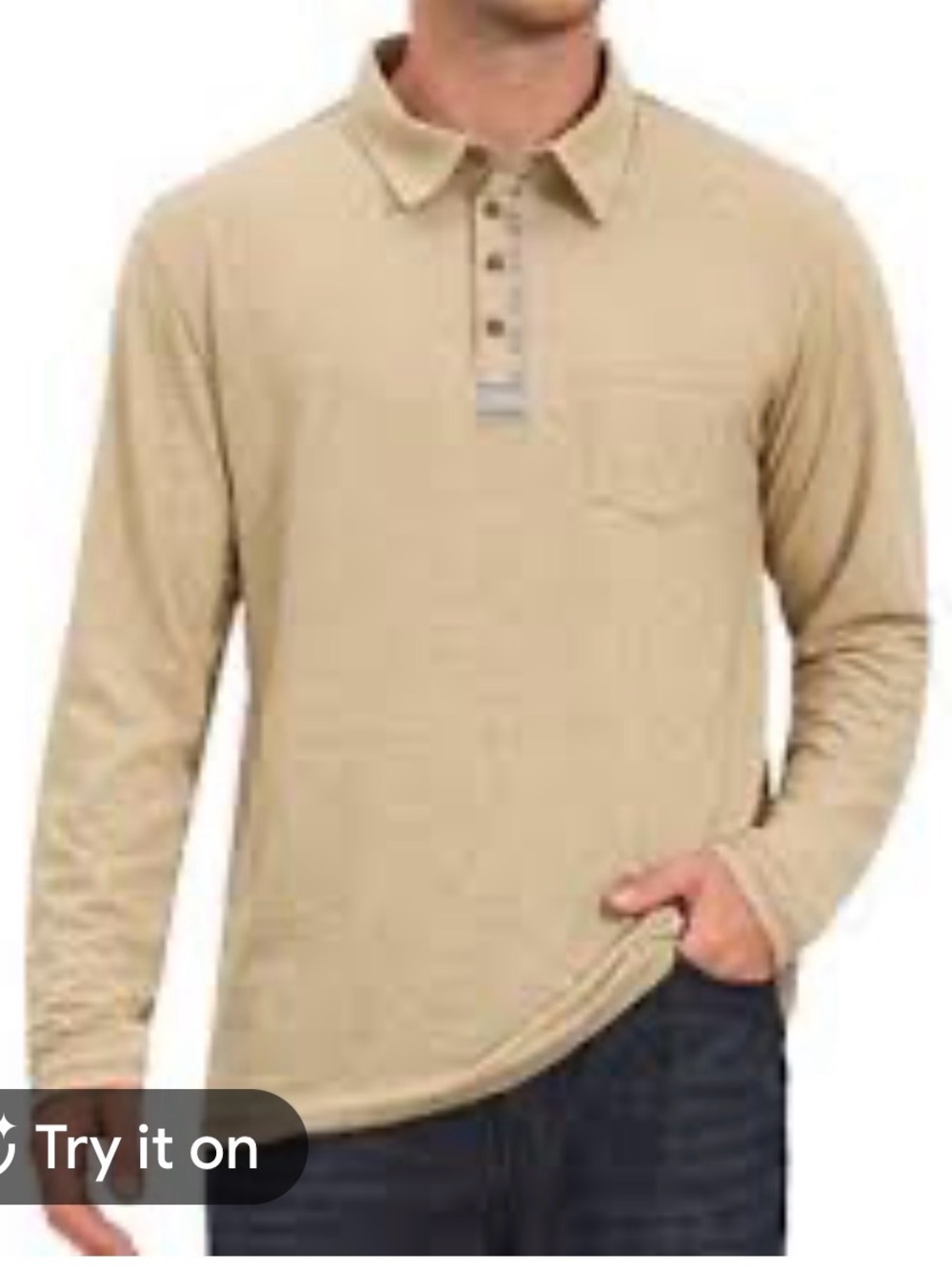 Nautica Men's Long-Sleeve Polo Shirt in Beige, size XL